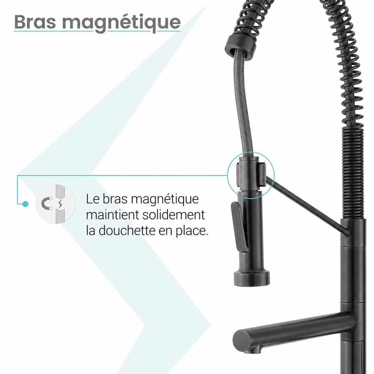 Nouvet Poignée unique, Pull-Down mitigeur de cuisine avec Pot Filler – finition Gunmetal gris