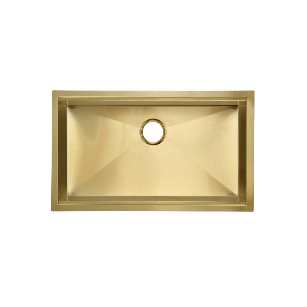Tourner 81,3 cm 18 Gauge acier inoxydable Undermount évier de cuisine – finition or poli