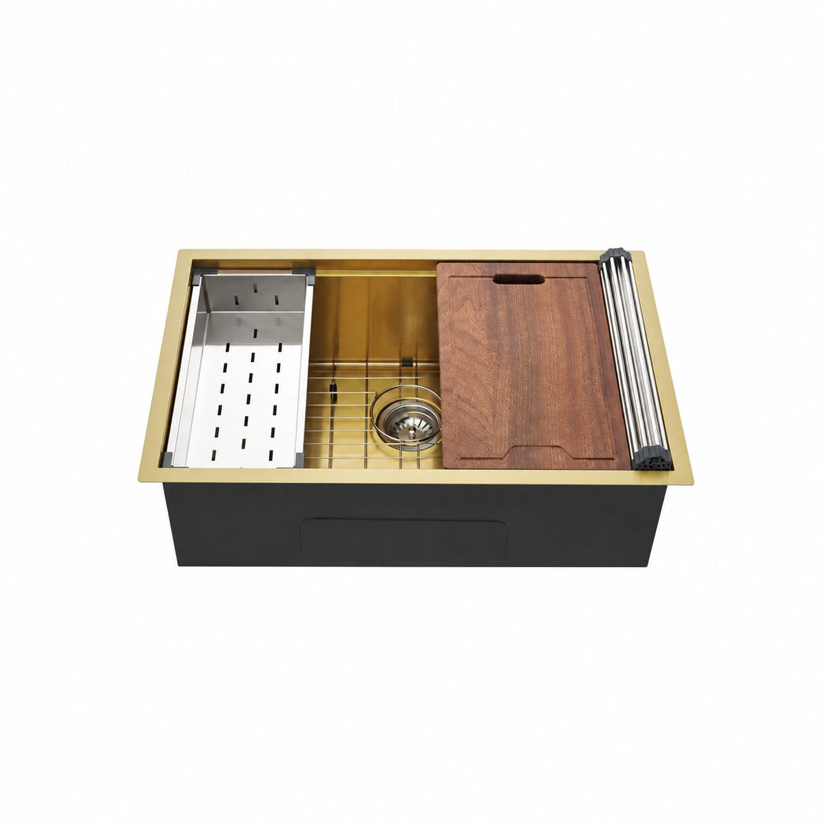 Tourner 76,2 × 48,3 cm acier inoxydable, simple Basin, Undermount Kitchen Workstation vasque – finition or