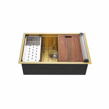 Tourner 76,2 × 48,3 cm acier inoxydable, simple Basin, Undermount Kitchen Workstation vasque – finition or