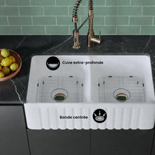 Delice 83,8 cm double Basin Fireclay Farmhouse évier de cuisine – finition blanc brillant