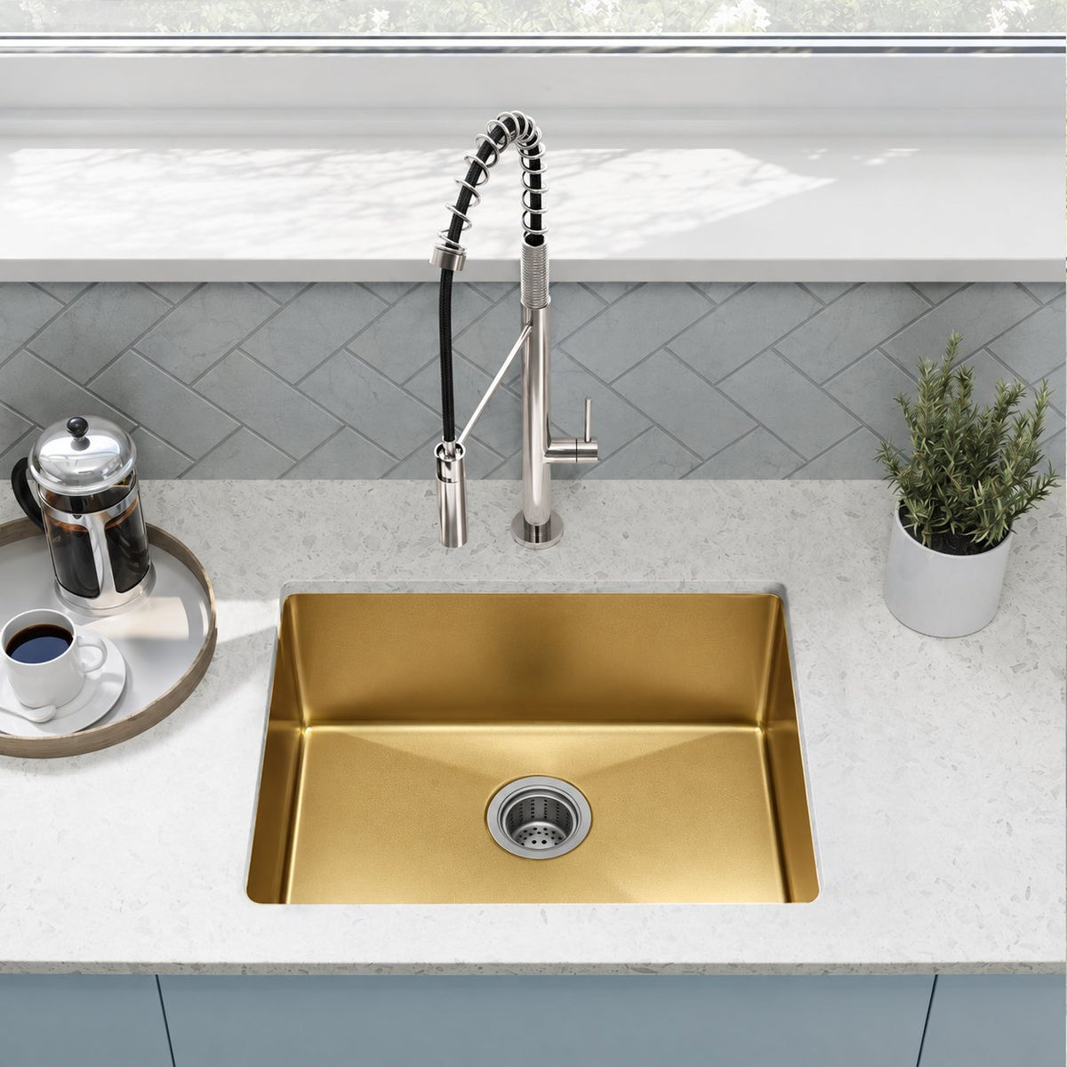 Rivage 58,4 × 45,7 cm acier inoxydable, simple Basin, Undermount évier de cuisine, or