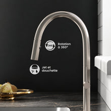 Chalet Poignée unique, Pull-Down mitigeur de cuisine – finition nickel brossé
