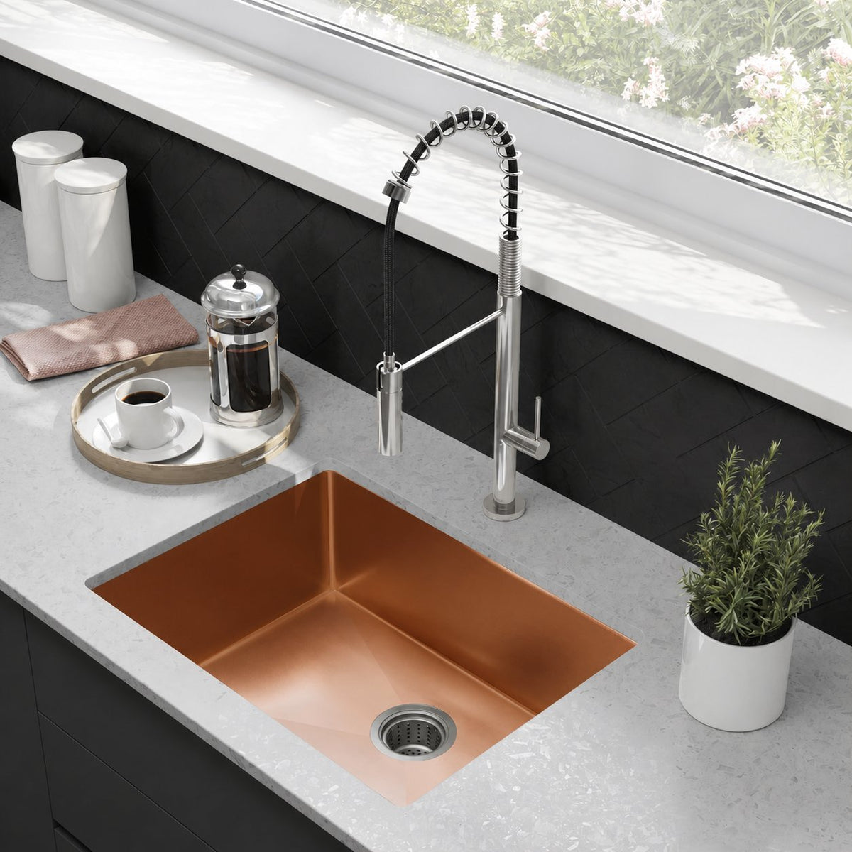 Rivage 58,4 × 45,7 cm acier inoxydable, simple Basin, Undermount évier de cuisine, Rose or