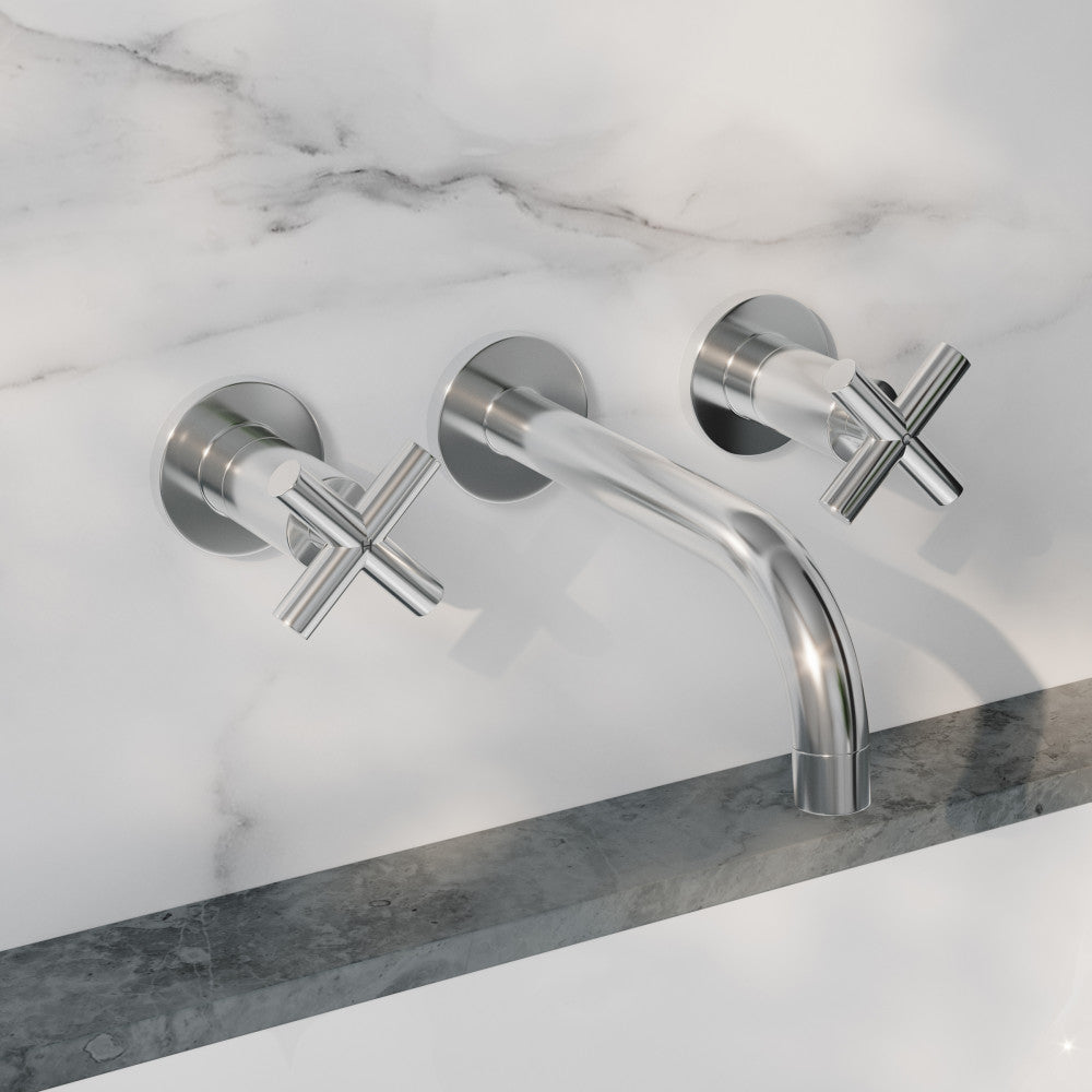 Ivy 20,3 cm. Widespread double Cross-Handle mural mitigeur de lavabo – finition chrome poli
