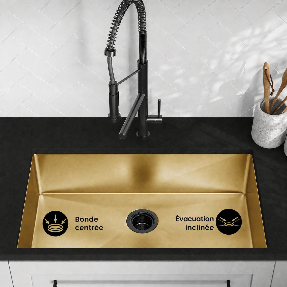 Rivage 81,3 × 48,3 cm acier inoxydable, simple Basin, Undermount évier de cuisine, or