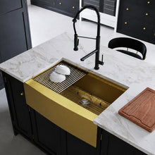 Tourner 83,8 × 55,9 cm acier inoxydable, simple Basin, Farmhouse Kitchen Workstation vasque avec Apron – finition or