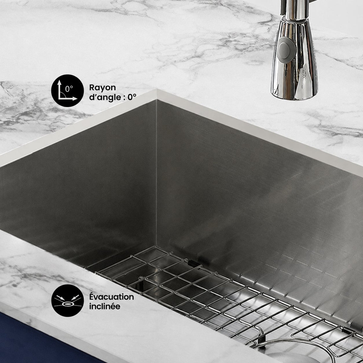 Tourner 68,6 × 48,3 cm acier inoxydable, simple Basin, Undermount évier de cuisine