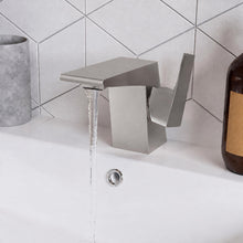 Carre monotrou, monocommande, mitigeur de lavabo – finition nickel brossé