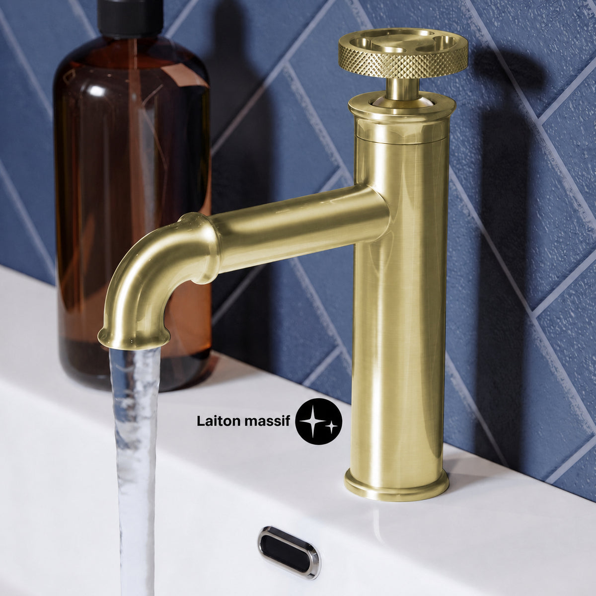 Avallon monotrou, monocommande Wheel, mitigeur de lavabo – finition or brossé
