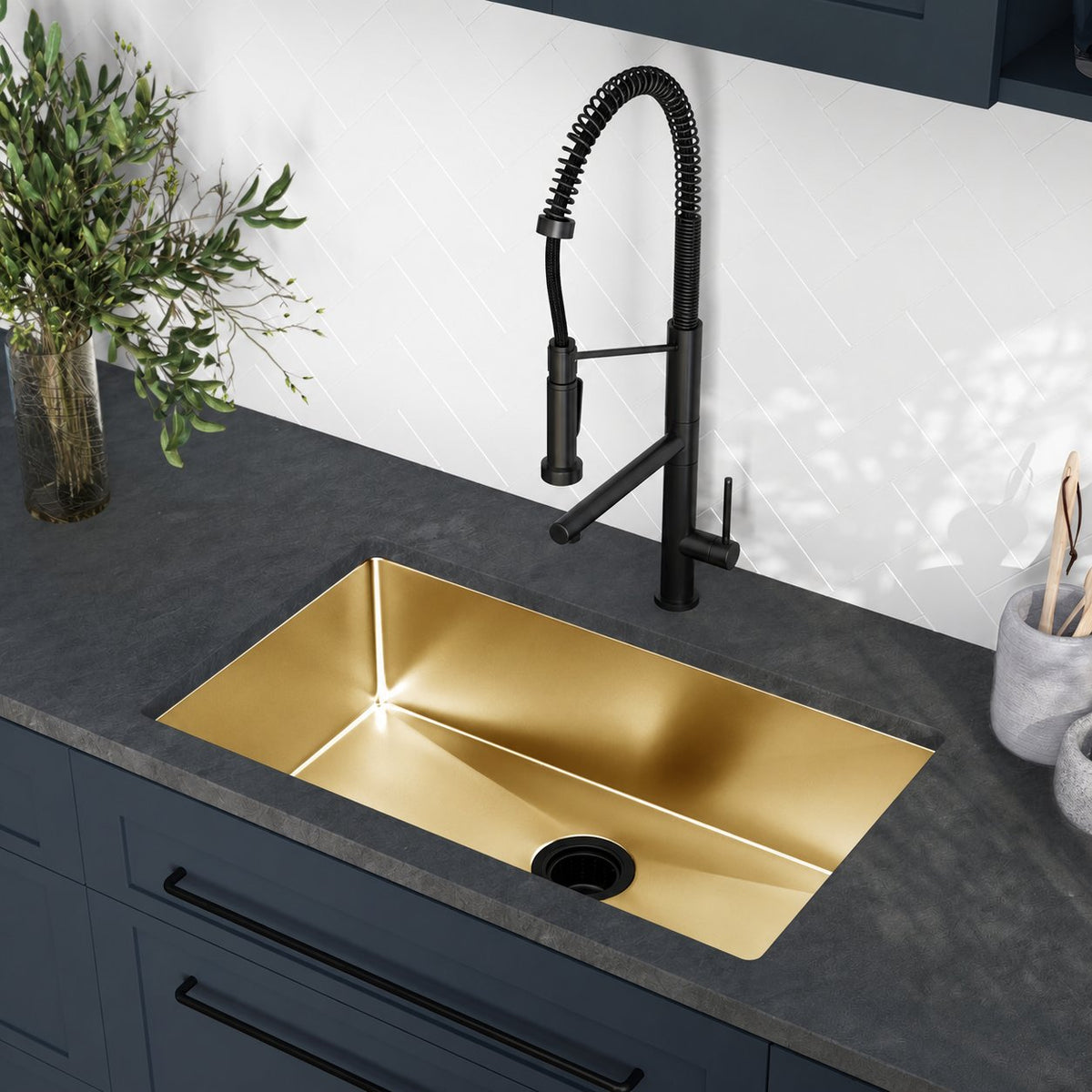 Rivage 76,2 × 45,7 cm acier inoxydable, simple Basin, Undermount évier de cuisine, or