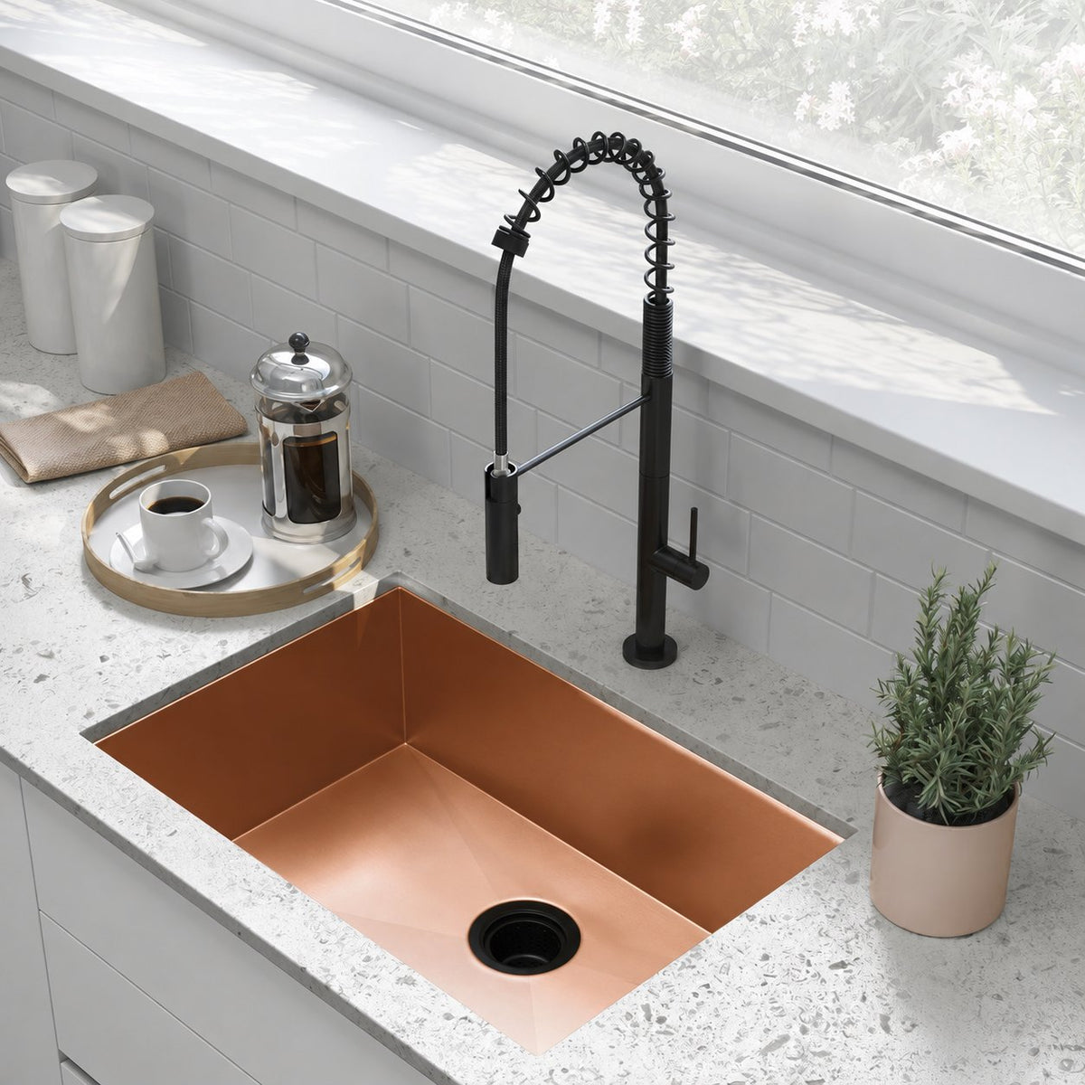 Tourner 66 × 45,7 cm acier inoxydable, simple Basin, Undermount évier de cuisine, Rose or