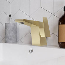 Carre monotrou, monocommande, mitigeur de lavabo – finition or brossé