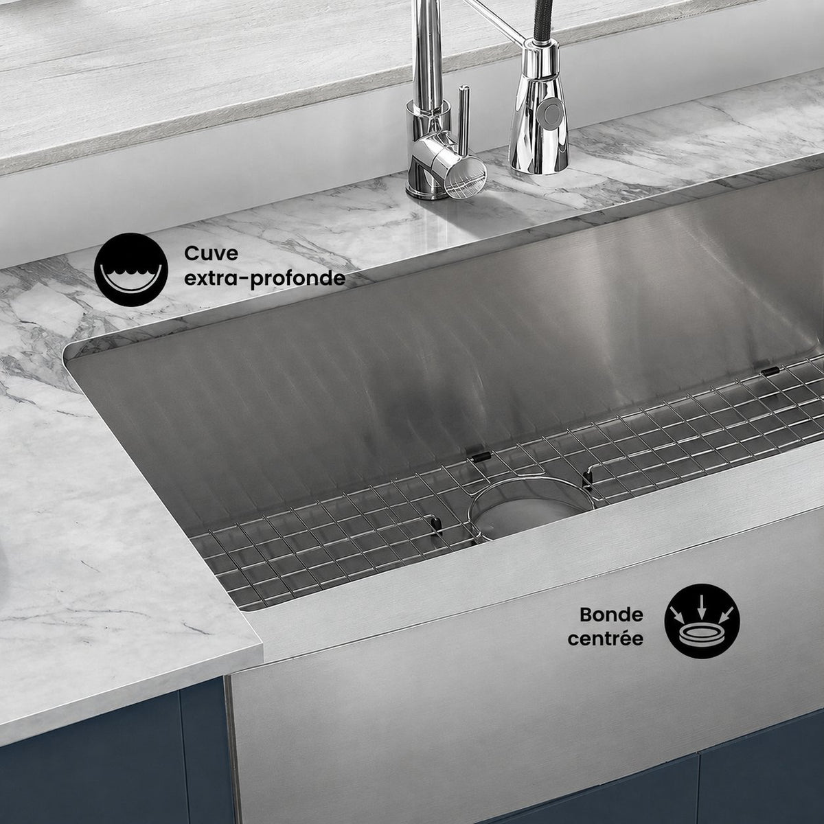 Rivage 91,4 × 53,3 cm acier inoxydable, simple Basin, Farmhouse évier de cuisine avec Apron