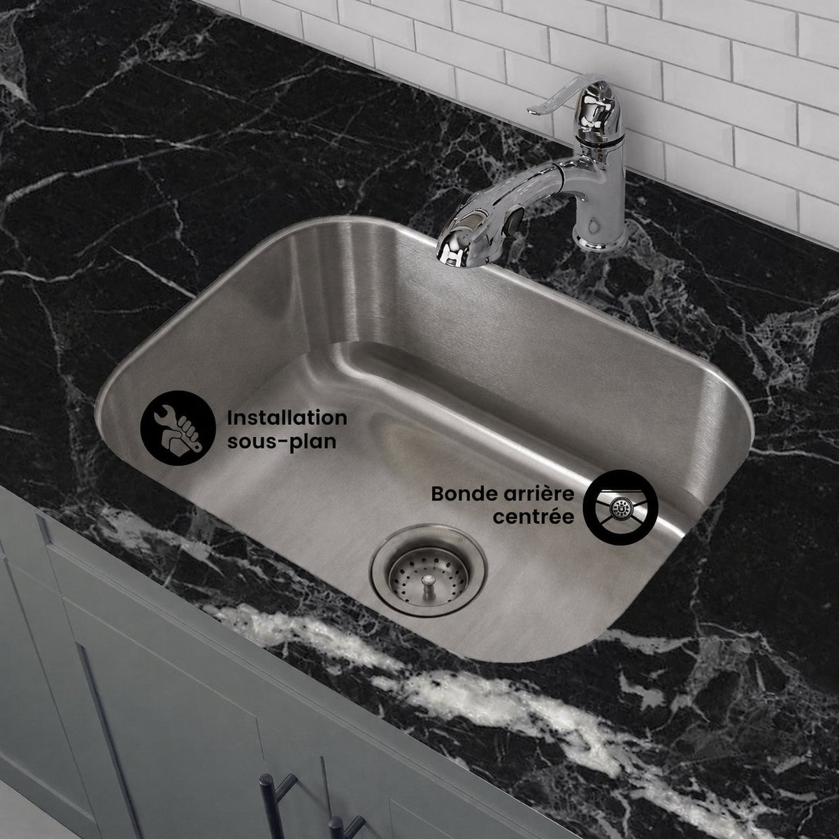 Toulouse 23 1/8 x 17 7/8 acier inoxydable, simple Basin, Undermount évier de cuisine