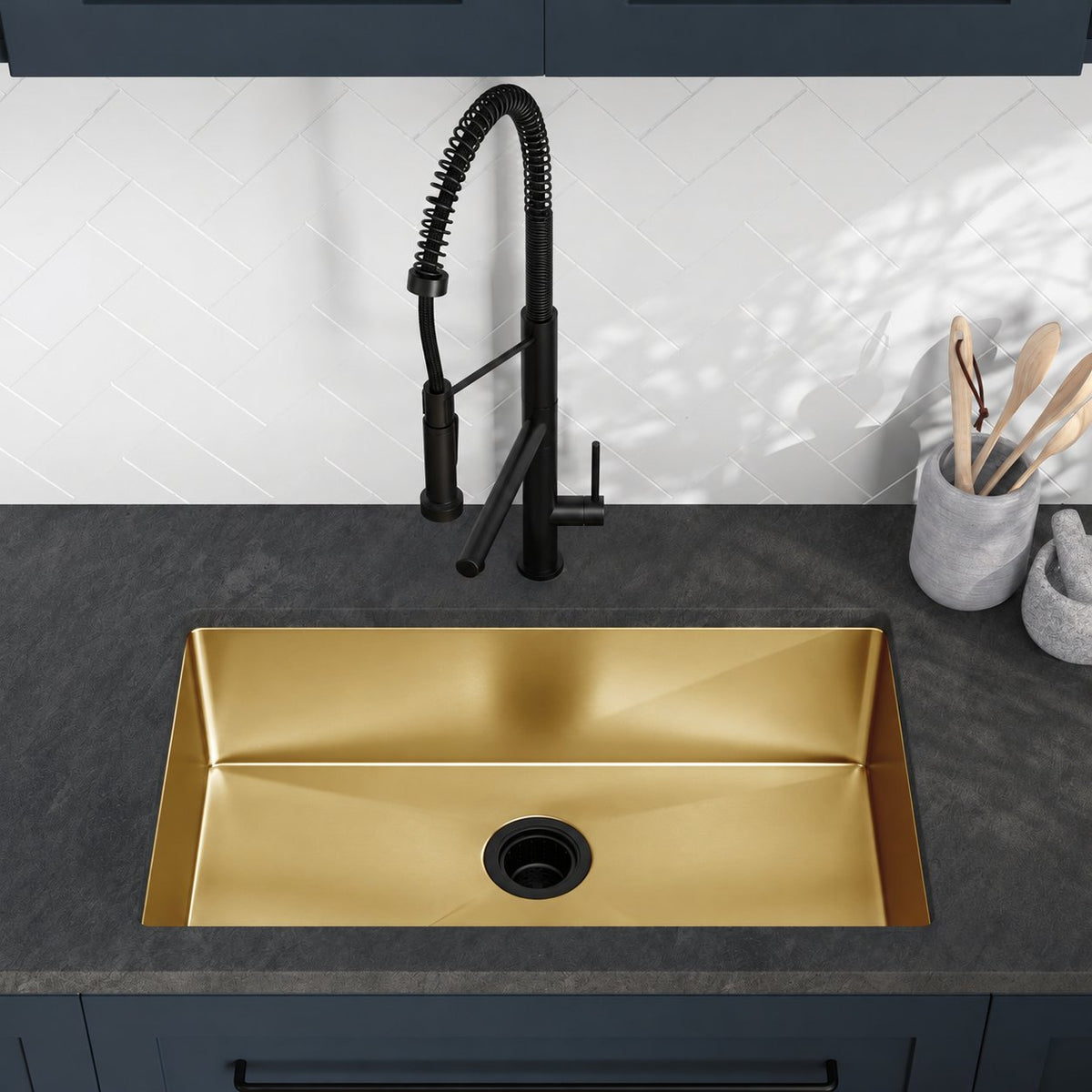 Rivage 76,2 × 45,7 cm acier inoxydable, simple Basin, Undermount évier de cuisine, or