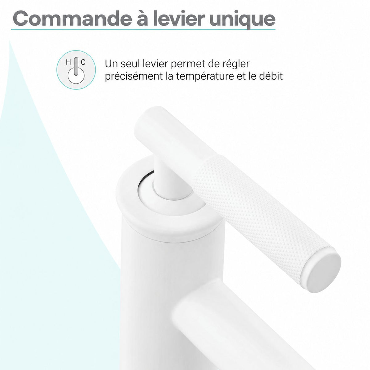 Avallon monotrou, monocommande Sleek, mitigeur de lavabo – finition blanc mat