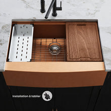 Tourner 83,8 × 55,9 cm acier inoxydable, simple Basin, Farmhouse Kitchen Workstation vasque avec Apron – finition Rose or