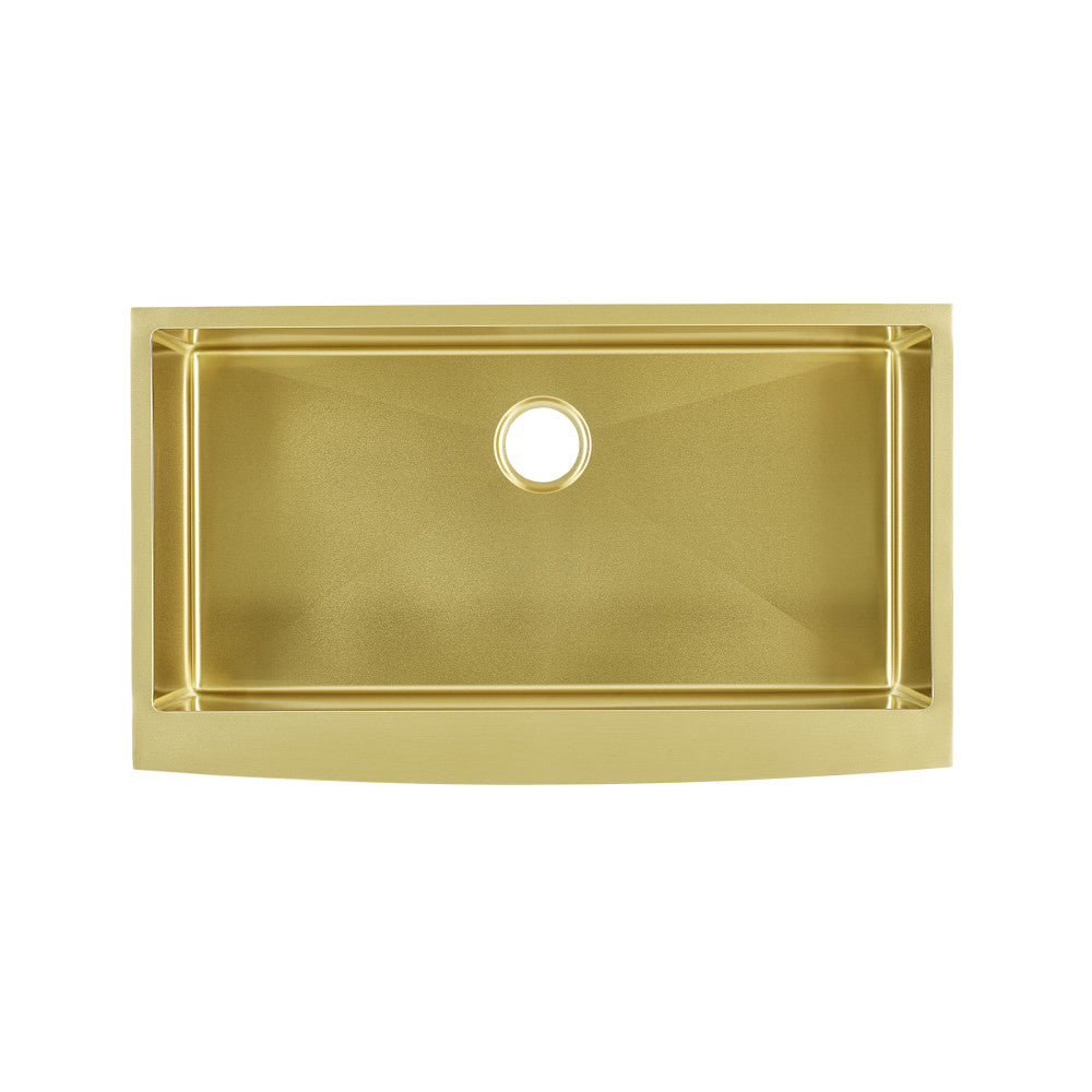Rivage 91,4 × 53,3 cm acier inoxydable, simple Basin, Farmhouse évier de cuisine avec Apron – finition or