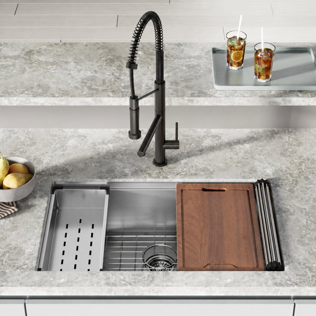 Tourner 81,3 cm 18 Gauge acier inoxydable Undermount évier de cuisine – finition noir mat