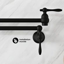 Plaisir Retractable mural Pot Filler robinet – finition noir mat