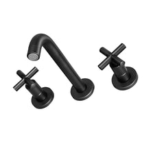 Ivy 20,3 cm. Widespread double Cross-Handle mural mitigeur de lavabo – finition noir mat