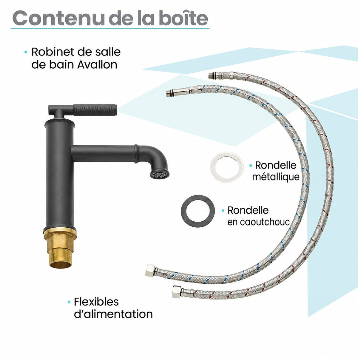 Avallon monotrou, monocommande Sleek, mitigeur de lavabo – finition noir mat
