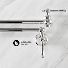 Plaisir Retractable mural Pot Filler robinet – finition chrome poli