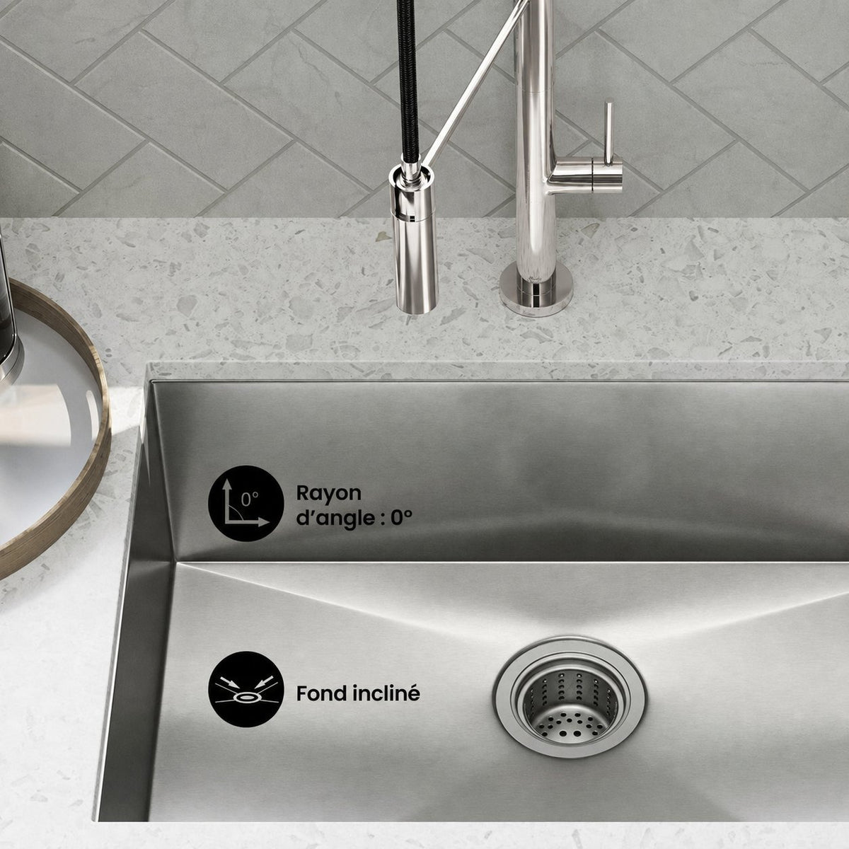 Tourner 66 × 45,7 cm acier inoxydable, simple Basin, Undermount évier de cuisine