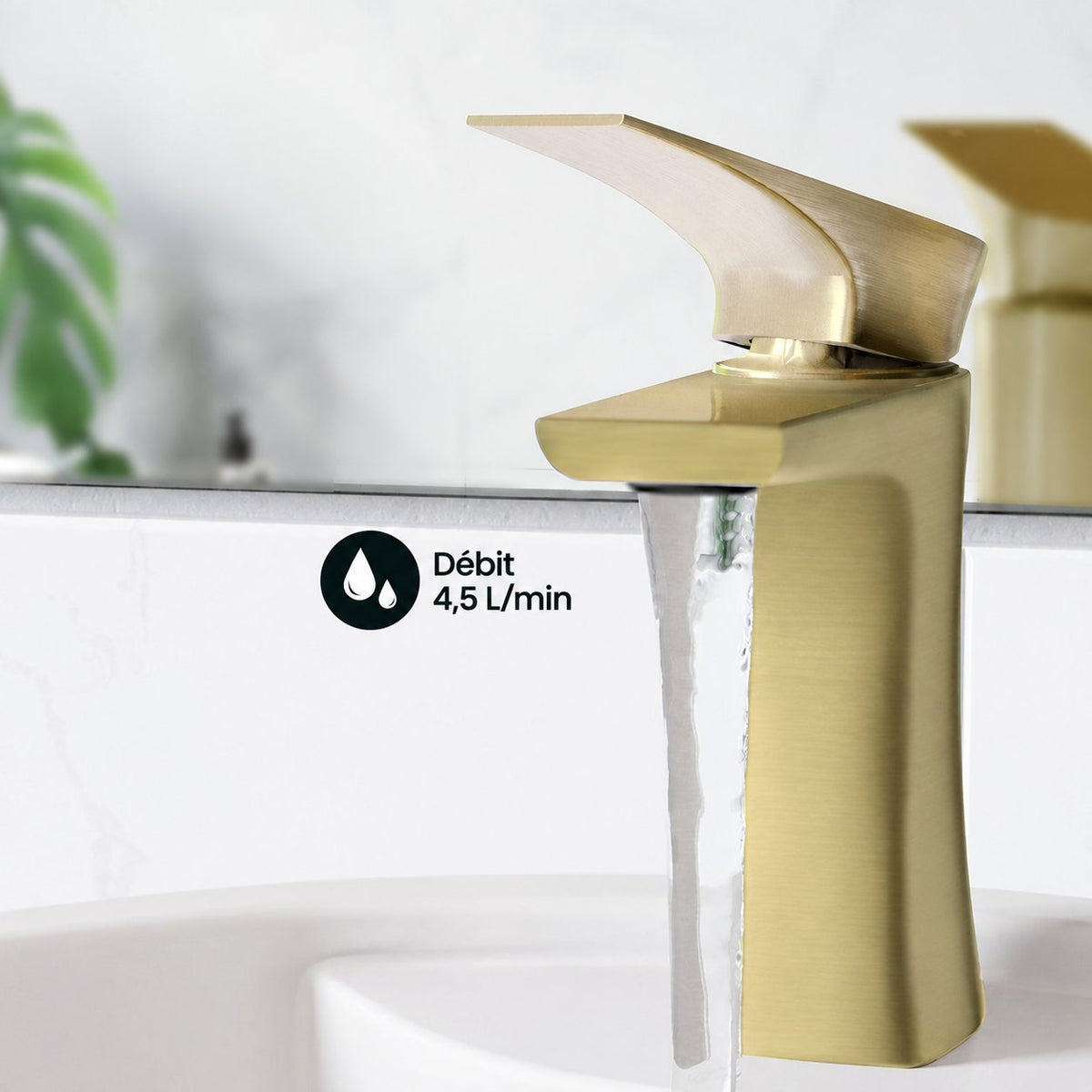 Monaco monotrou, monocommande, mitigeur de lavabo – finition or brossé