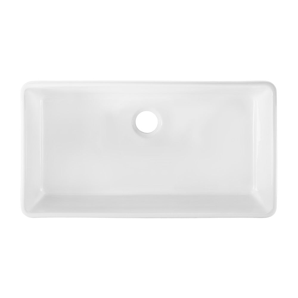 Elegance 91,4 cm x 50,8 cm simple Basin Fireclay Farmhouse évier de cuisine – finition blanc brillant avec acier inoxydable Grid