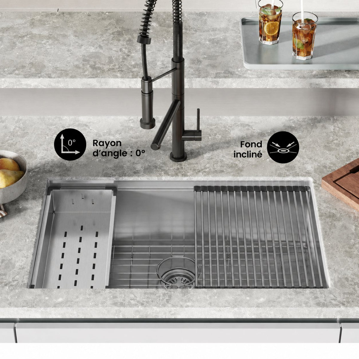 Tourner 81,3 cm 18 Gauge acier inoxydable Undermount évier de cuisine – finition noir mat