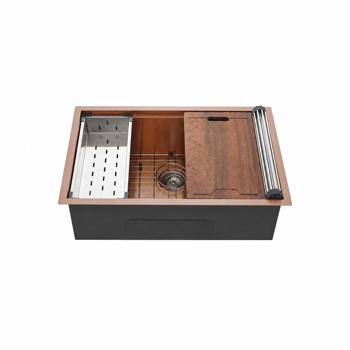 Tourner 76,2 × 48,3 cm acier inoxydable, simple Basin, Undermount Kitchen Workstation vasque – finition Rose or