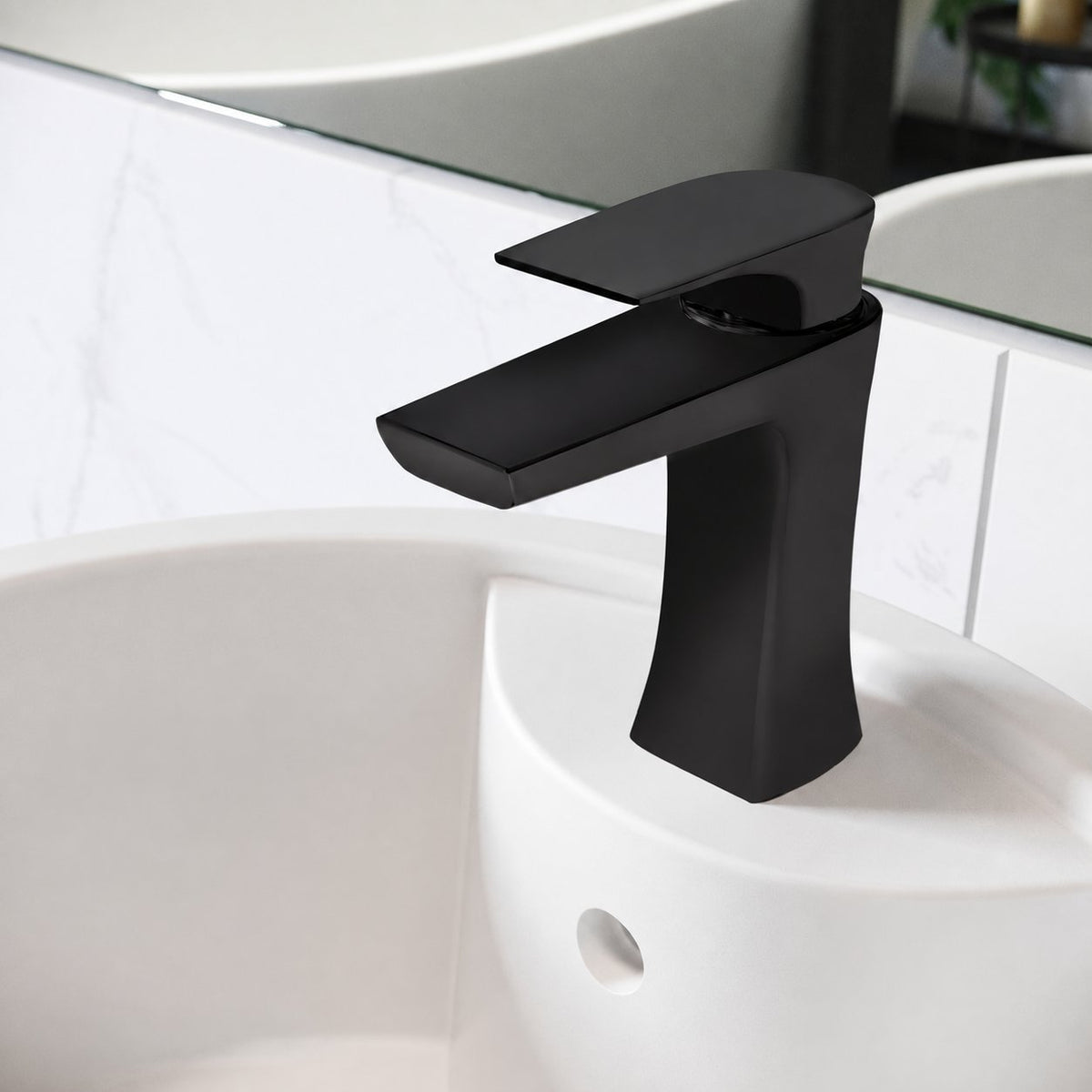 Monaco monotrou, monocommande, mitigeur de lavabo – finition noir mat