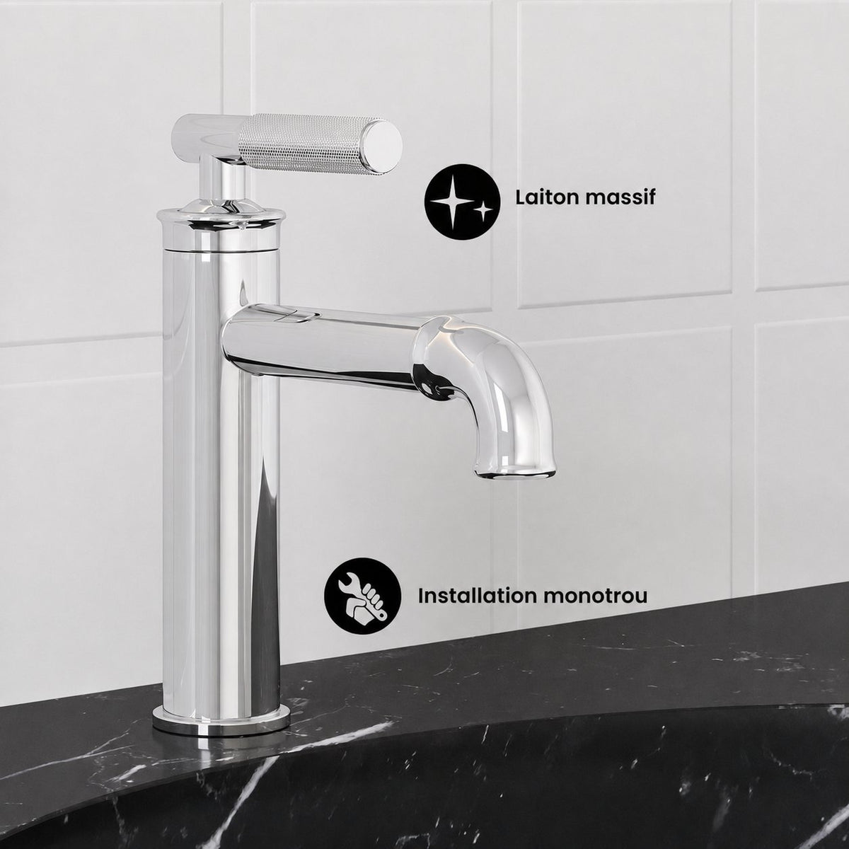 Avallon monotrou, monocommande Sleek, mitigeur de lavabo – finition Chrome