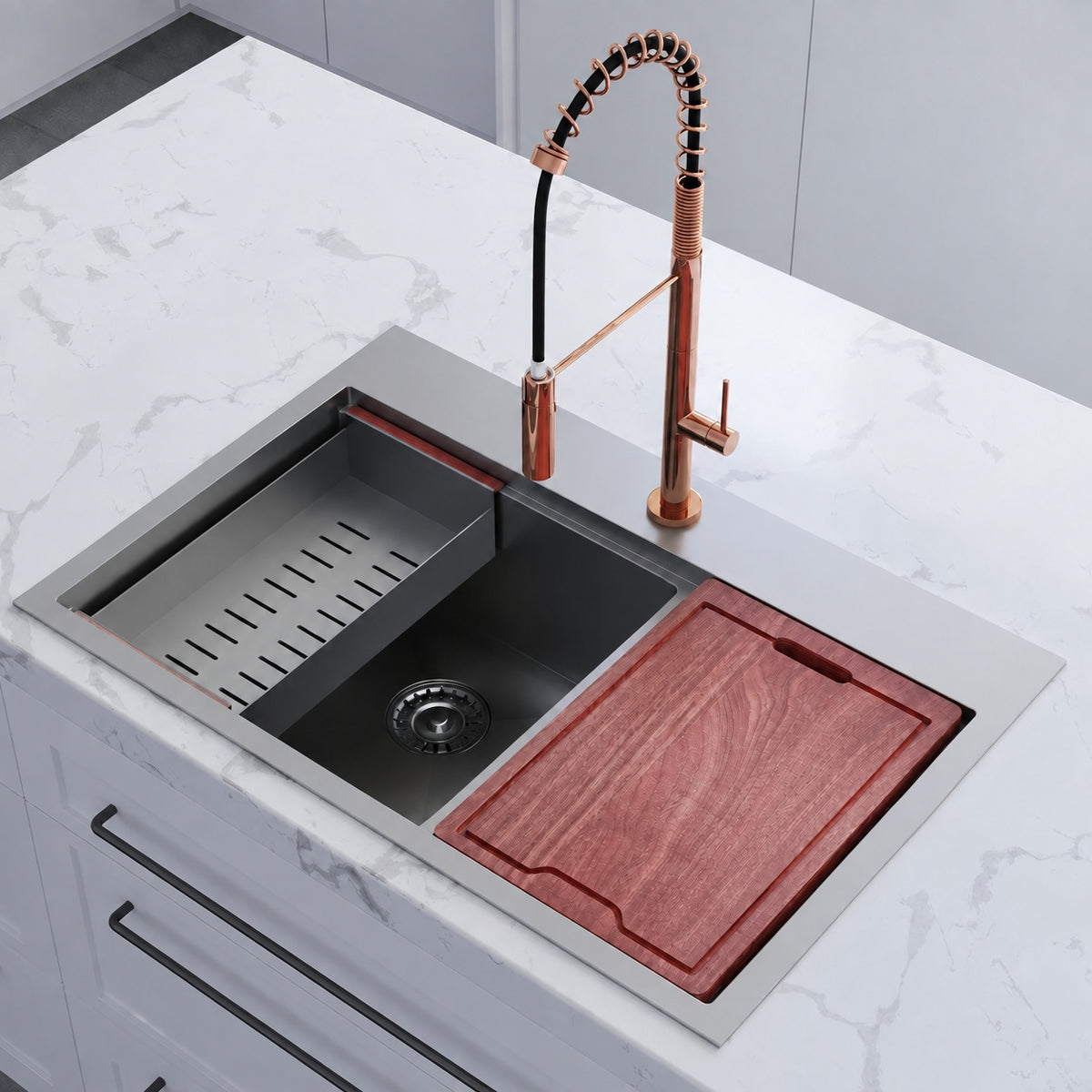 Ravi Dual Basin 83,8 × 55,9 cm Topmount Kitchen Workstation vasque