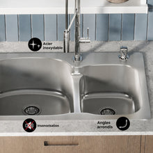 Ouvert 83,8 × 55,9 cm acier inoxydable, Dual Basin, Top-Mount évier de cuisine