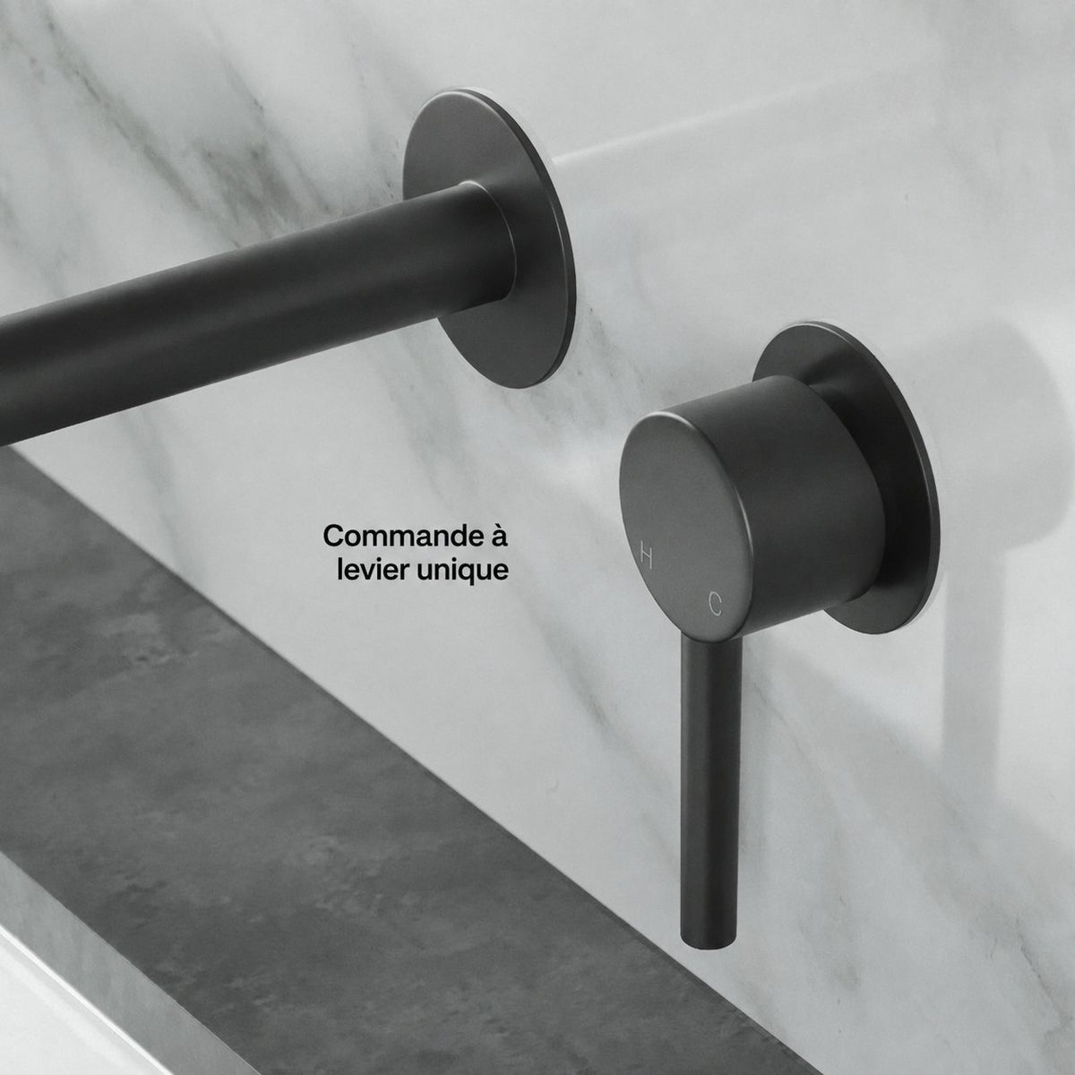 Ivy monocommande mural mitigeur de lavabo – finition noir mat
