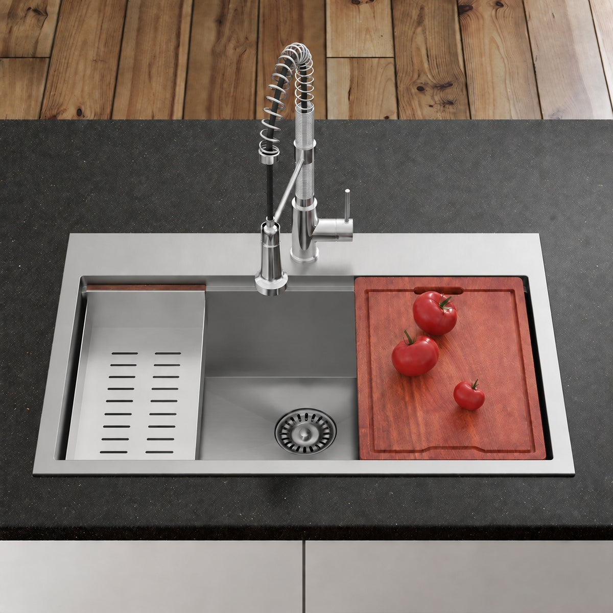 Ravi simple Basin 83,8 × 55,9 cm Topmount Kitchen Workstation vasque
