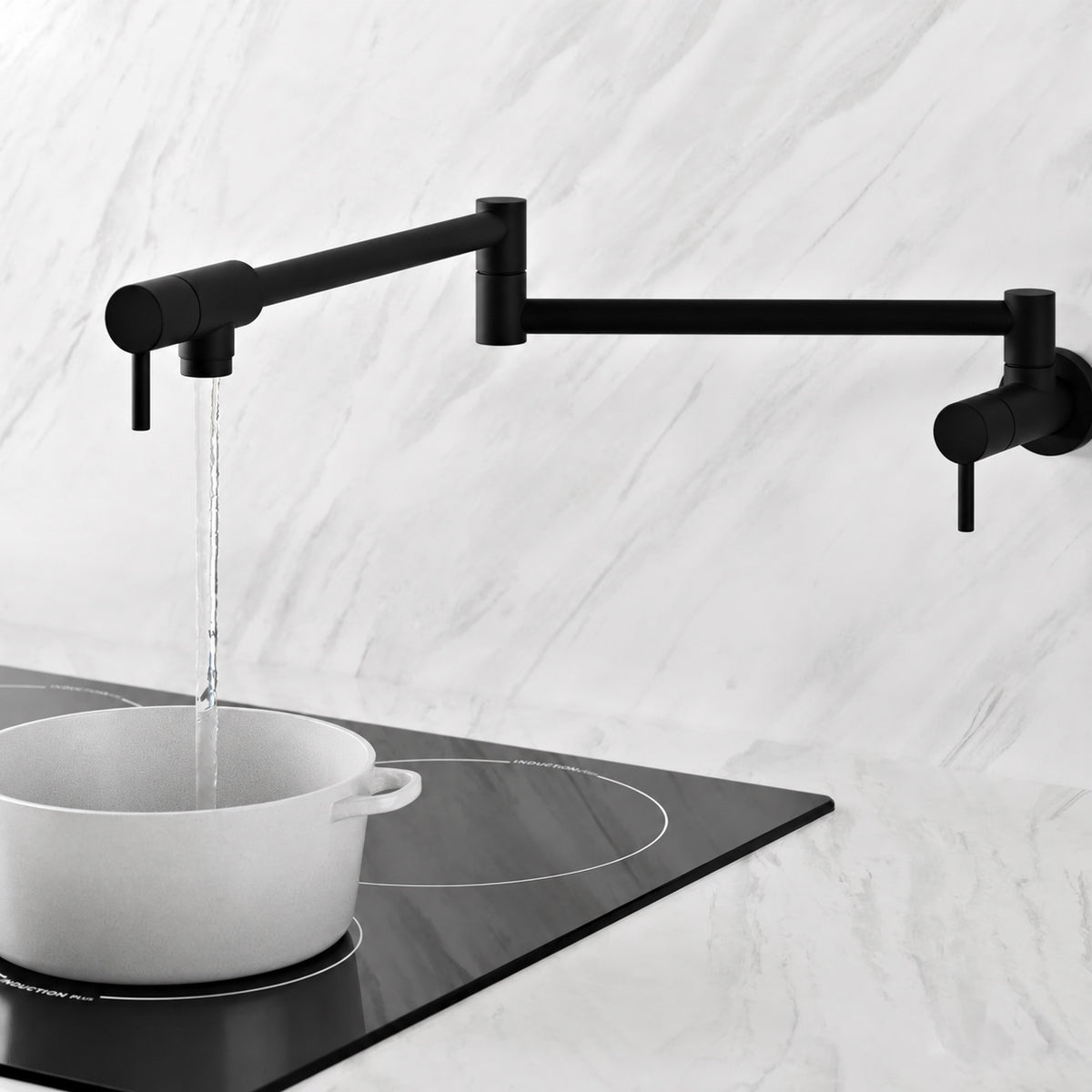 Ivy Retractable mural Pot Filler – finition noir mat