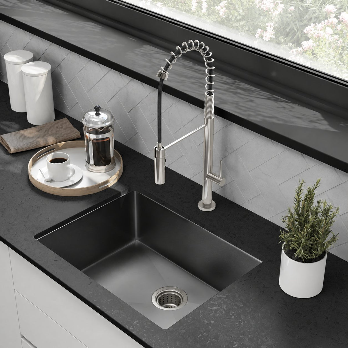 Rivage 58,4 × 45,7 cm acier inoxydable, simple Basin, Undermount évier de cuisine, noir