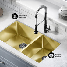 Rivage 83,8 × 50,8 cm acier inoxydable, Dual Basin, Undermount évier de cuisine – finition or