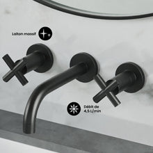 Ivy 20,3 cm. Widespread double Cross-Handle mural mitigeur de lavabo – finition noir mat
