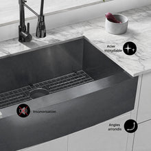 Rivage 76,2 × 53,3 cm acier inoxydable, simple Basin, Farmhouse évier de cuisine avec Apron – finition noir