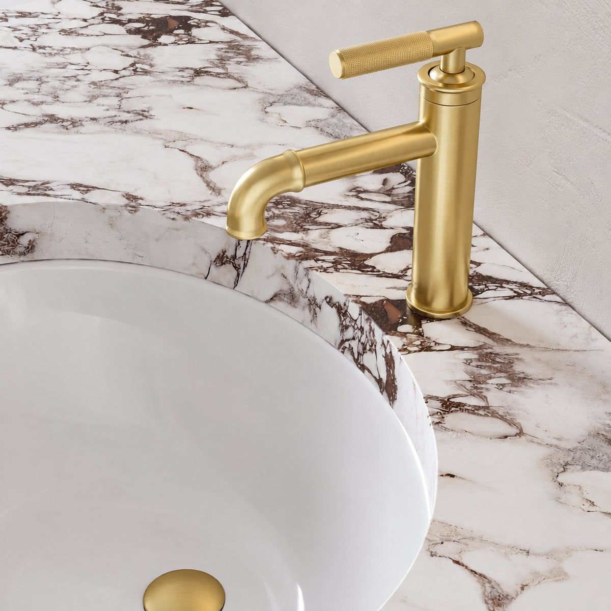 Avallon monotrou, monocommande Sleek, mitigeur de lavabo – finition or brossé