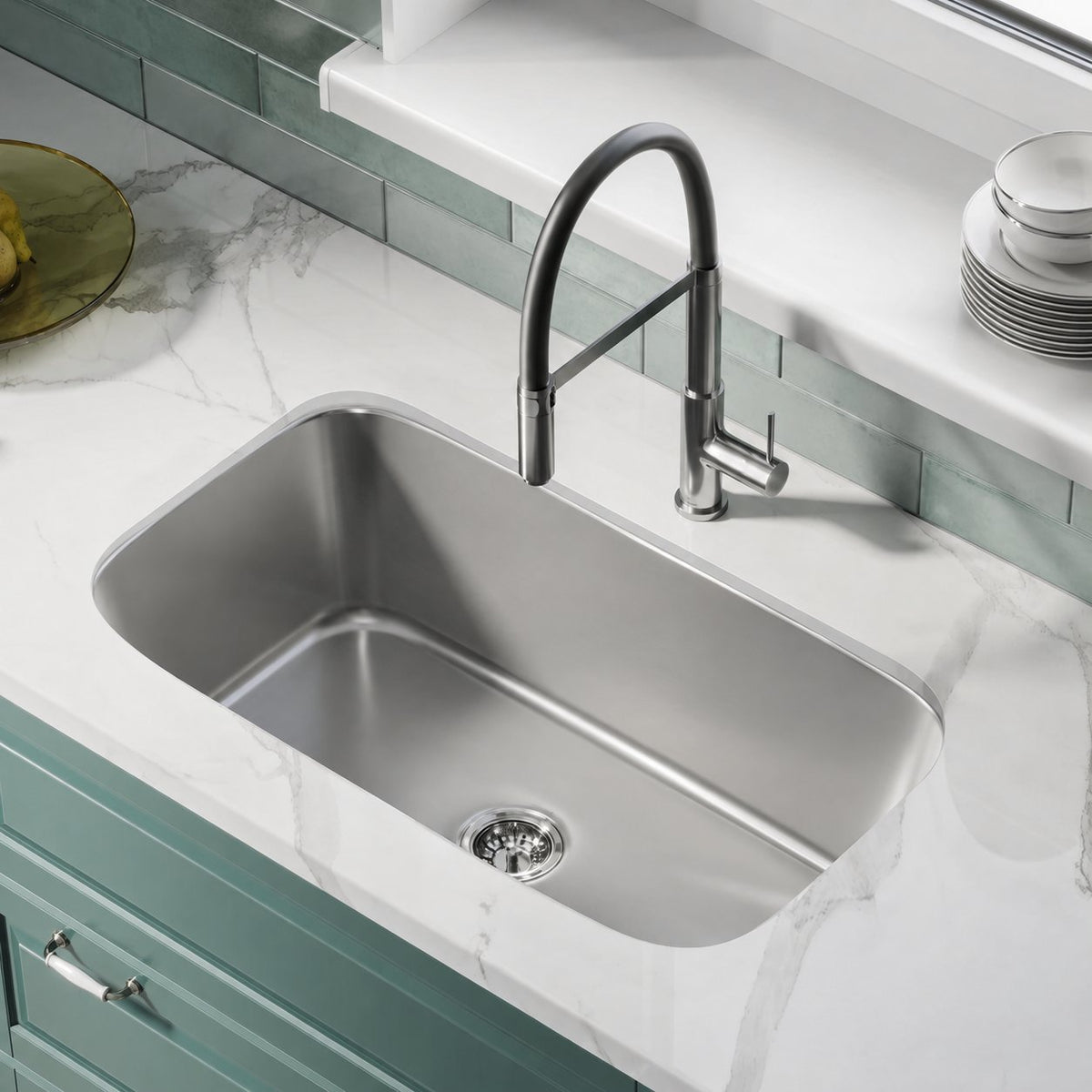 Toulouse 81,3 × 45,7 cm acier inoxydable, simple Basin, Under-Mount évier de cuisine