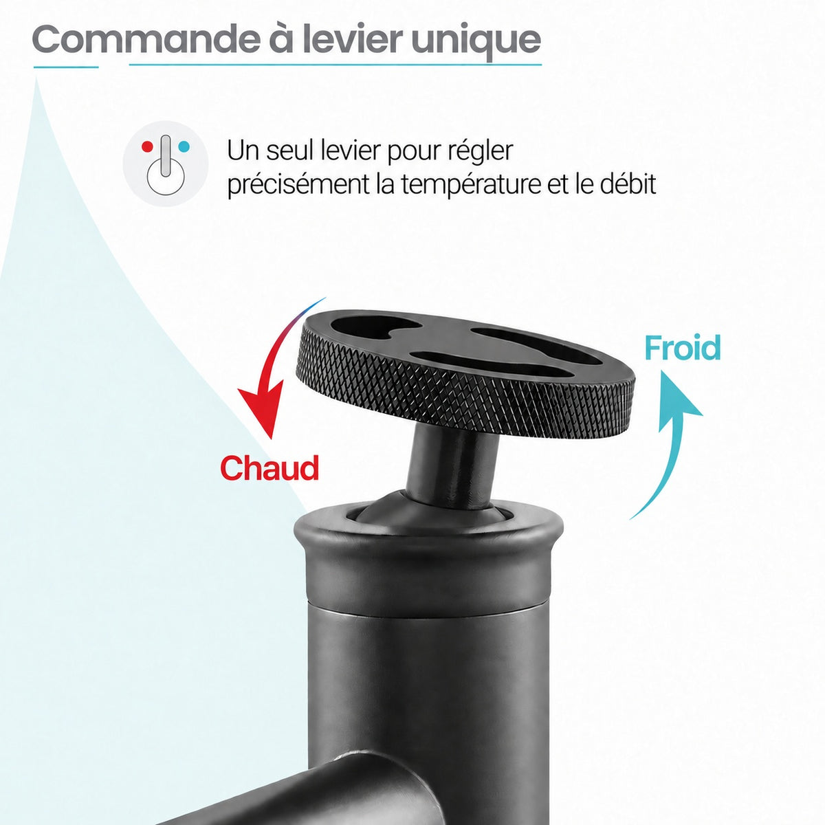 Avallon monotrou, monocommande Wheel, mitigeur de lavabo – finition noir mat