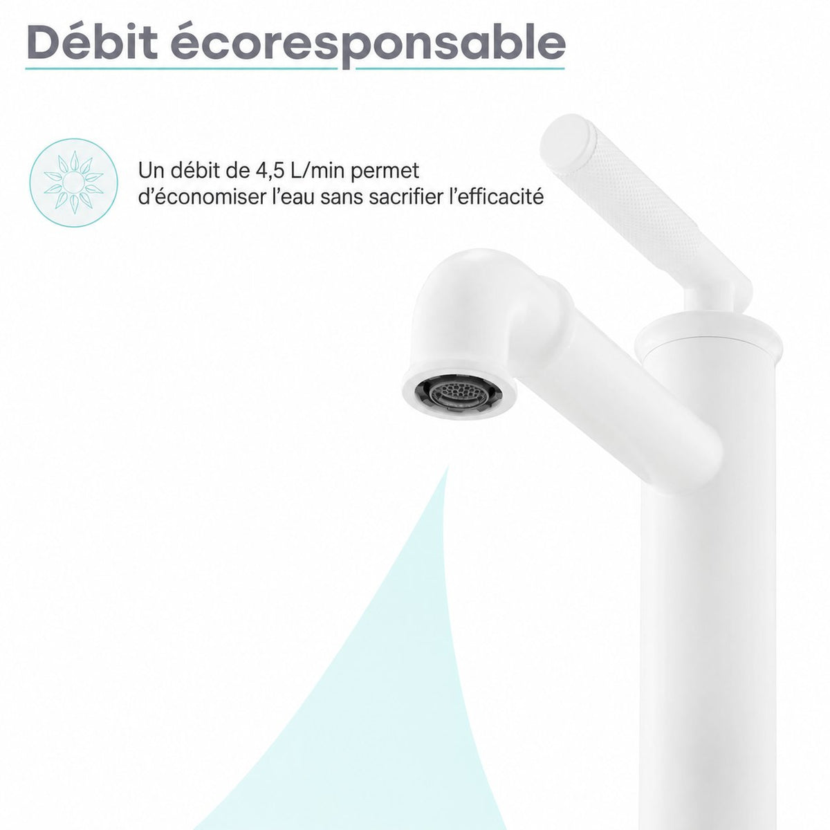 Avallon monotrou, monocommande Sleek, mitigeur de lavabo – finition blanc mat