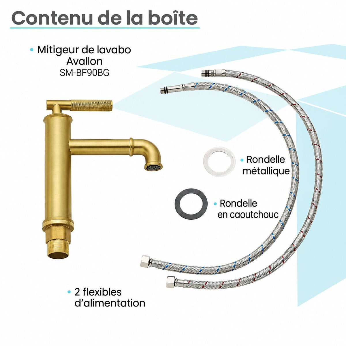 Avallon monotrou, monocommande Sleek, mitigeur de lavabo – finition or brossé