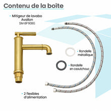 Avallon monotrou, monocommande Sleek, mitigeur de lavabo – finition or brossé